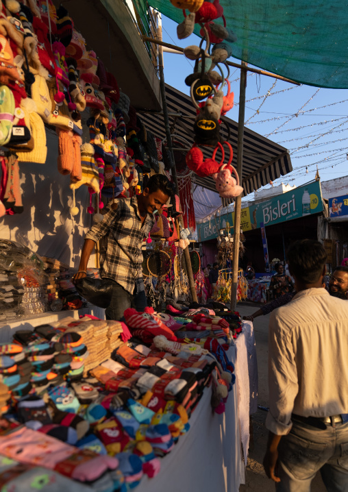 Shop selling clothes during the camel festival, Rajasthan, Pushkar, India
