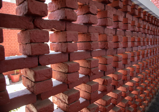 Red bricks in MLA Hostel Punjab Sector 4 by Le Corbusier, Punjab State, Chandigarh, India