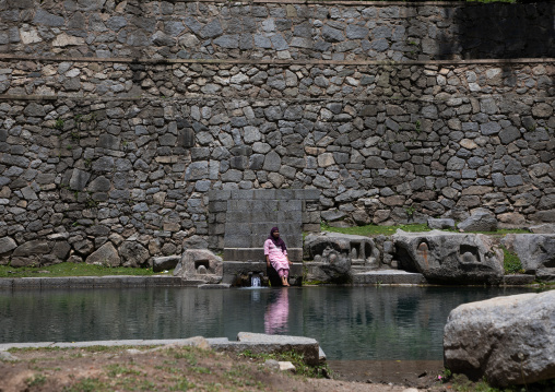 Indian tourists in Naranag Temple basin, Jammu and Kashmir, Kangan, India