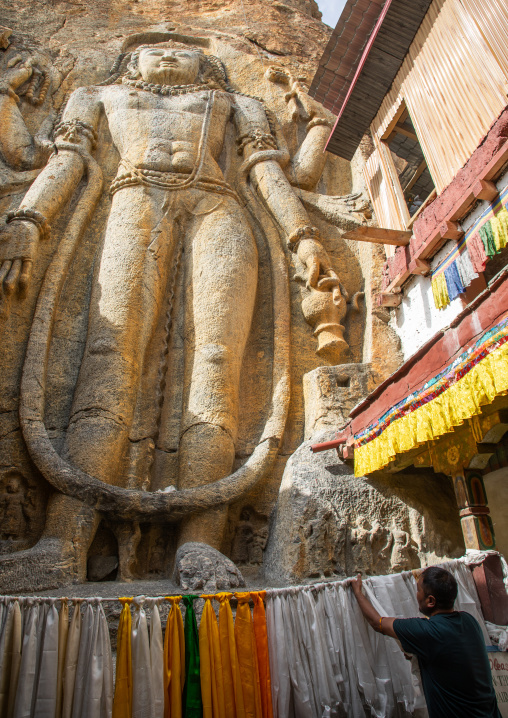 Future Buddha sculpture aka Mulbekh Chamba in Mulbekh Gompa, Ladakh, Kargil, India