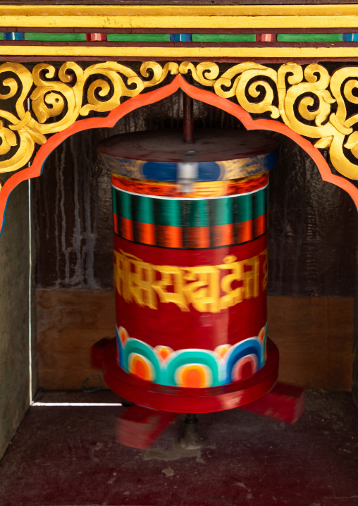 Prayer wheel in Lamayuru Monastery, Ladakh, Khalatse, India