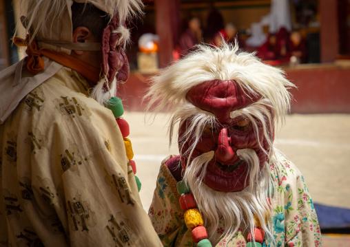 Cham dance with masked lamas in Lamayuru Monastery, Ladakh, Khalatse, India