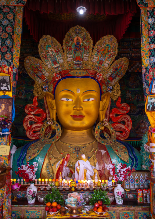 The statue of Maitreya Buddha in Thiksey monastery, Ladakh, Thiksey, India