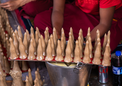 Lamas making choepas in Thiksey monastery, Ladakh, Thiksey, India