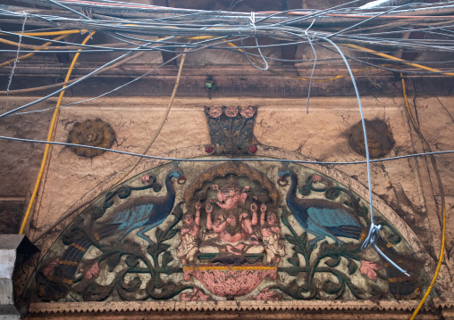 Door decoration with peacocks in old Delhi, Delhi, New Delhi, India