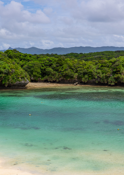 Tropical lagoon with clear blue water in Kabira bay, Yaeyama Islands, Ishigaki, Japan