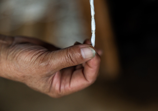 Kurume Kasuri weaving in Aika Tanaka Kasuri Kobo workshop, Kyushu region, Chikugo, Japan