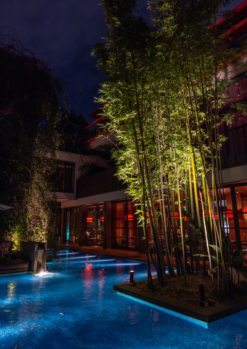 With The Style Fukuoka hotel courtyard, Kyushu region, Fukuoka, Japan