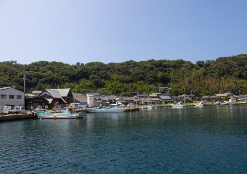 Fishermen houses on the seaside, Ainoshima Island, Shingu, Japan