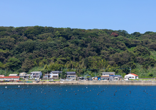 Fishermen houses on the seaside, Ainoshima Island, Shingu, Japan