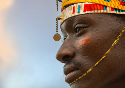 Portrait of a young samburu moran, Samburu County, Samburu National Reserve, Kenya