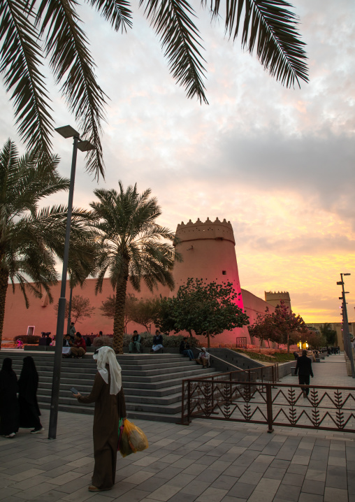 Musmak fort at dusk, Riyadh Province, Riyadh, Saudi Arabia