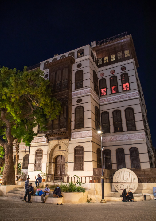 Beit nasseef old house with wooden mashrabiya in al-Balad quarter, Mecca province, Jeddah, Saudi Arabia