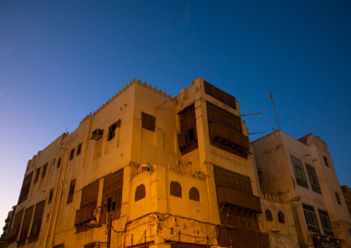 Old house with wooden mashrabiya in al-Balad quarter, Mecca province, Jeddah, Saudi Arabia