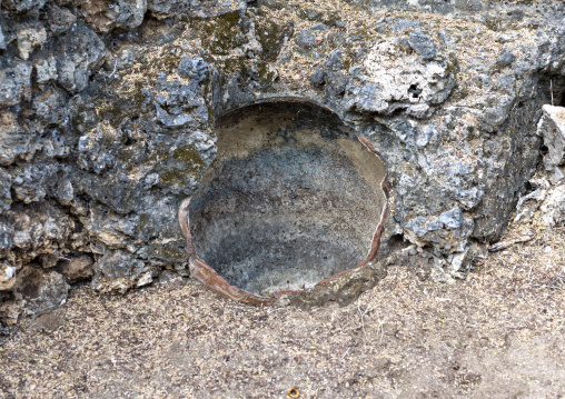 Antique fridge in Takwa islamic ruins, Lamu County, Manda island, Kenya