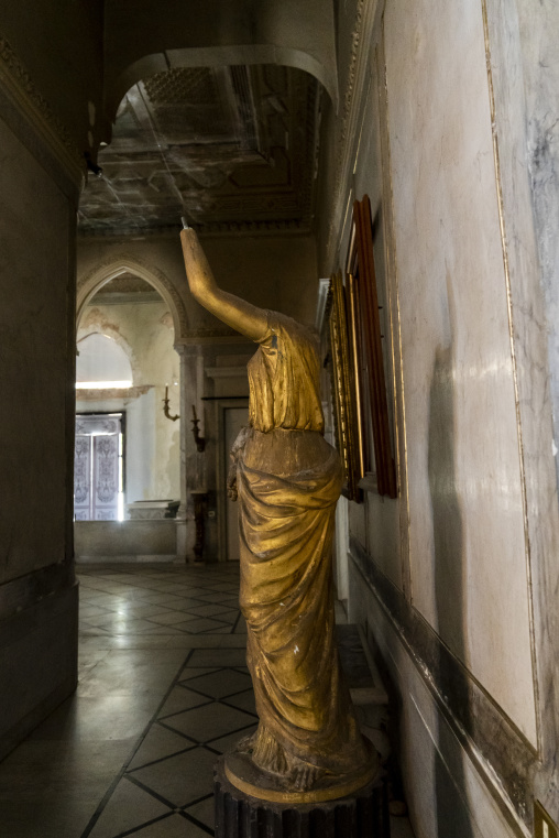 Decapitated golden statue in Sursock Palace after the port explosion, Beirut Governorate, Beirut, Lebanon