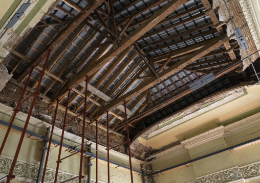 Scaffoldings in Sursock Palace destroyed by the port explosion, Beirut Governorate, Beirut, Lebanon