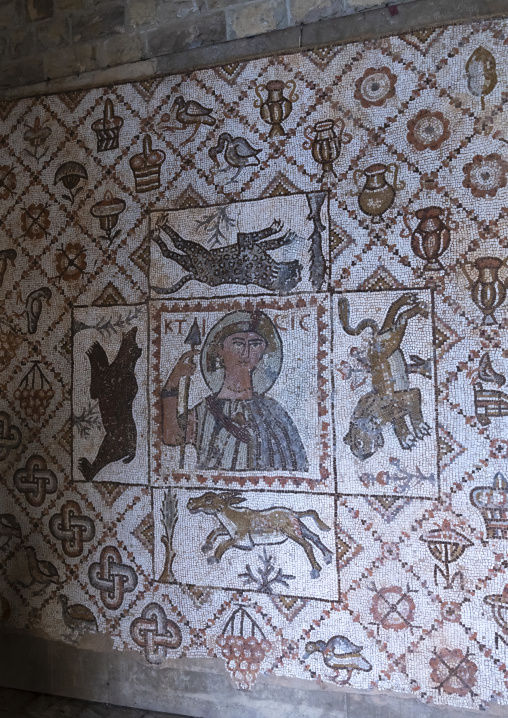 Byzantine mosaic tiles in Beiteddine Palace museum, Mount Lebanon Governorate, Beit ed-Dine, Lebanon