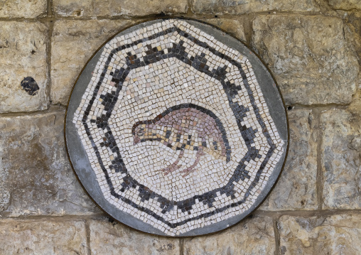 Bird on a Byzantine mosaic tiles in Beiteddine Palace museum, Mount Lebanon Governorate, Beit ed-Dine, Lebanon