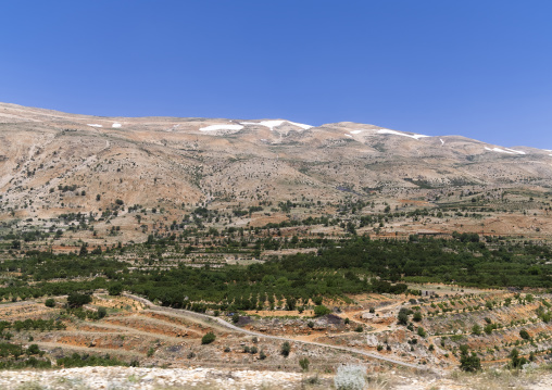 Patches of snow in the mountain, North Governorate, Daher el Kadib, Lebanon