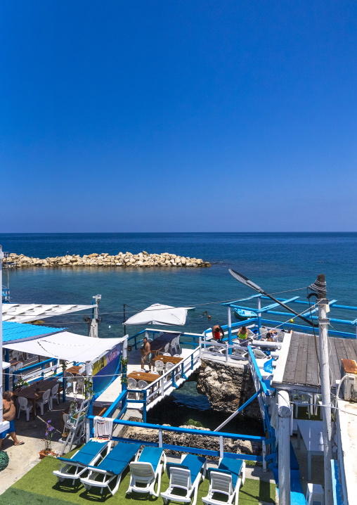 Restaurants and bars on the seashore, North Governorate, Anfeh, Lebanon