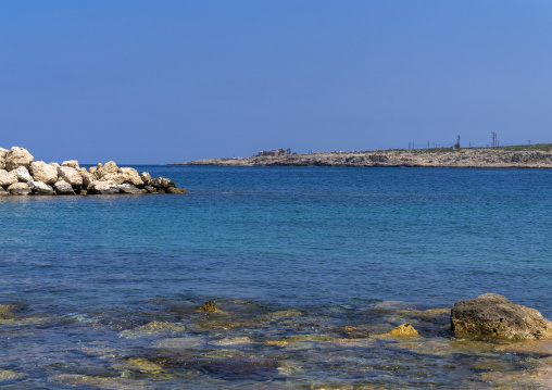 Seashore with blue water, North Governorate, Anfeh, Lebanon