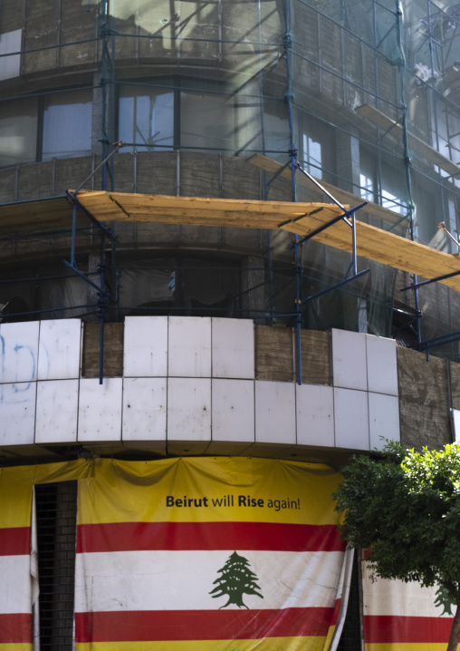 Renovation of a building after the port explosion, Beirut Governorate, Beirut, Lebanon
