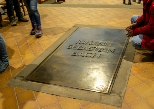 Grave of Johann Sebastian Bach in Saint Thomas Church, Saxony, Leipzig, Germany