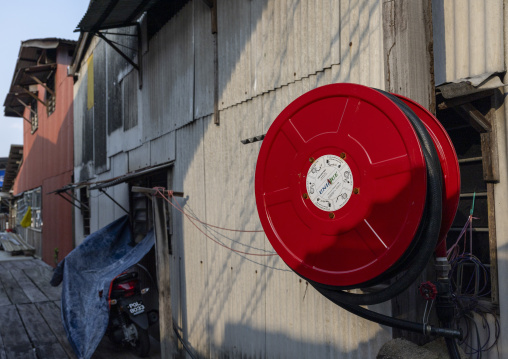 Fire hose in Chew Jetty, Penang island, George Town, Malaysia