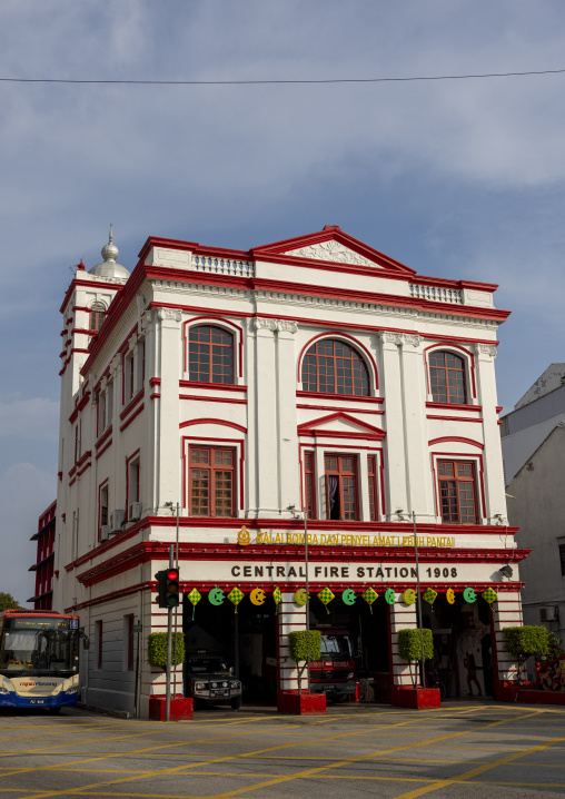 Central fire station in the Unesco World Heritage old town, Penang island, George Town, Malaysia