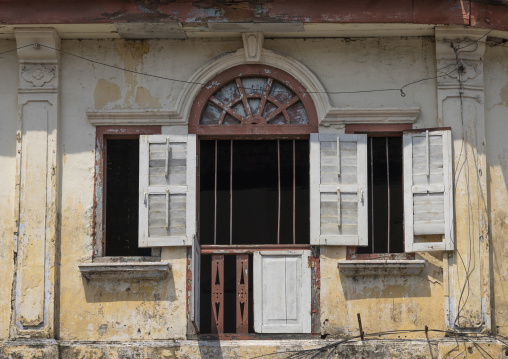 Heritage house windows in the Unesco World Heritage old town, Penang island, George Town, Malaysia