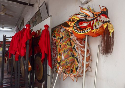 Traditional dragon mask in Loo Pun Hong temple, Penang island, George Town, Malaysia