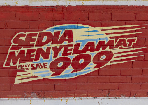 Mural for firefighters number, Melaka State, Malacca, Malaysia