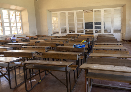 Children in an empty classrrom, Nampula Province, Island of Mozambique, Mozambique