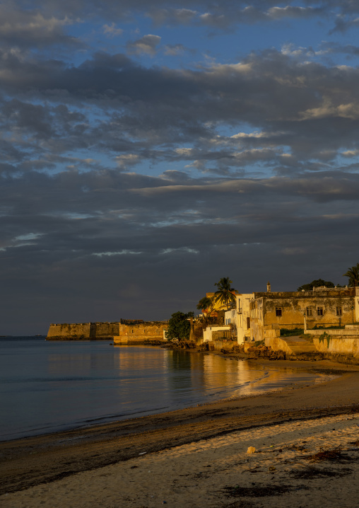 Saint Sebastian Fortress and the old town at sunset, Nampula Province, Island of Mozambique, Mozambique