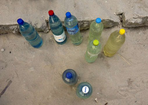 Fuel in plastic bottles for sale during 2026 gulf war, Nampula Province, Island of Mozambique, Mozambique