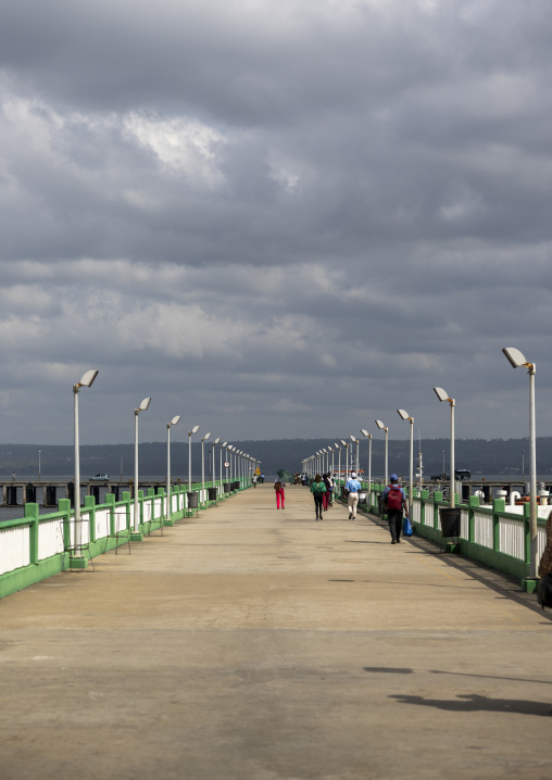 People walking on Boardwalk, Inhambane Province, Inhambane, Mozambique