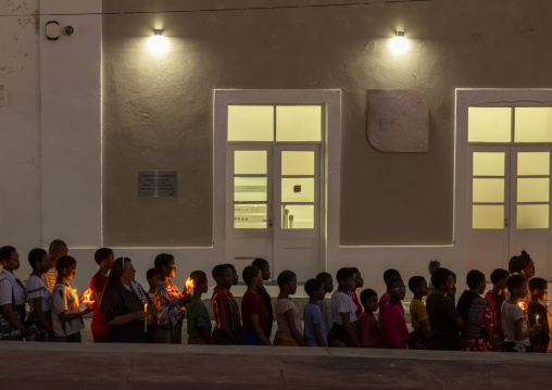 Procession in front of the Church of the Miscericordia, Nampula Province, Island of Mozambique, Mozambique