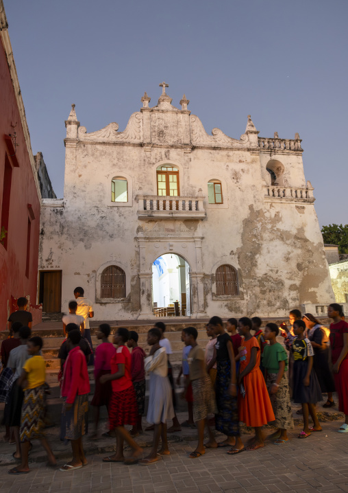 Procession in front of the Church of the Miscericordia, Nampula Province, Island of Mozambique, Mozambique