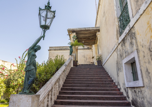 Statue with a lantern in the Municipality building, Nampula Province, Island of Mozambique, Mozambique