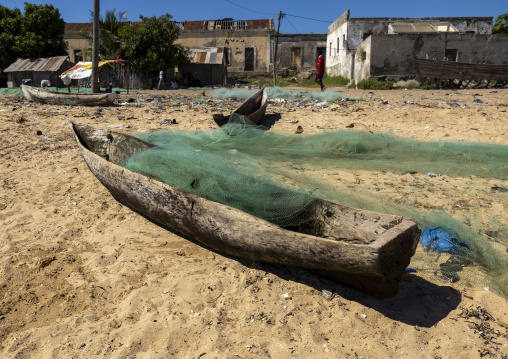 Fishing boats with fishing nets, Nampula Province, Island of Mozambique, Mozambique