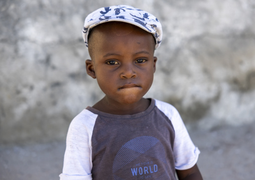 Portrait of a boy with a cap, Nampula Province, Island of Mozambique, Mozambique