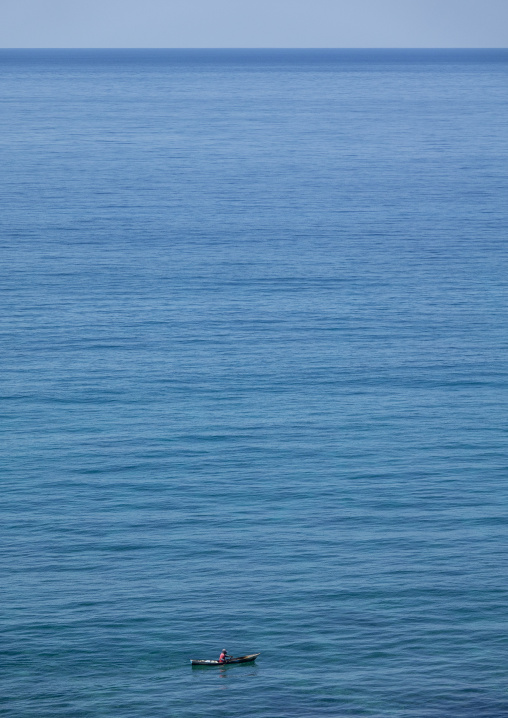 High angle view of the fisherman in his boat, Island of Mozambique, Goa island, Mozambique