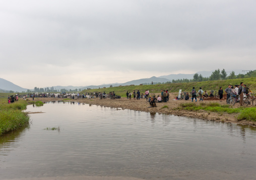 Market in the countryside in a muddy area, North Hwanghae, Kaesong, North Korea