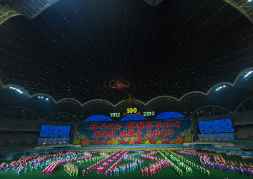 Arirang mass games with North Korean performers, DGC, Pyongyang, North Korea