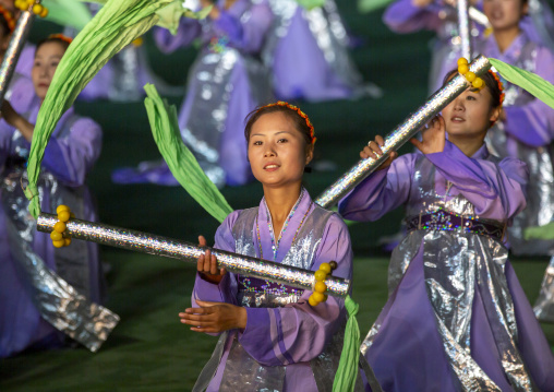 North Korean women during Arirang mass games at may day stadium, DGC, Pyongyang, North Korea