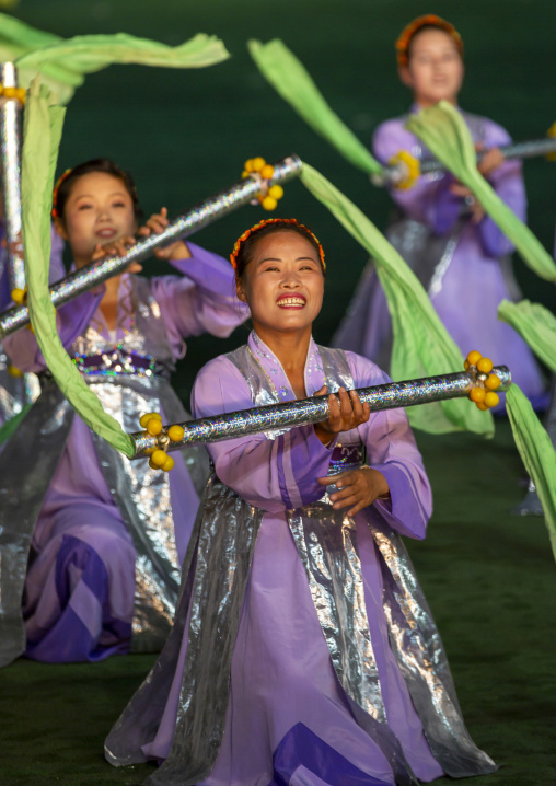North Korean women during Arirang mass games at may day stadium, DGC, Pyongyang, North Korea