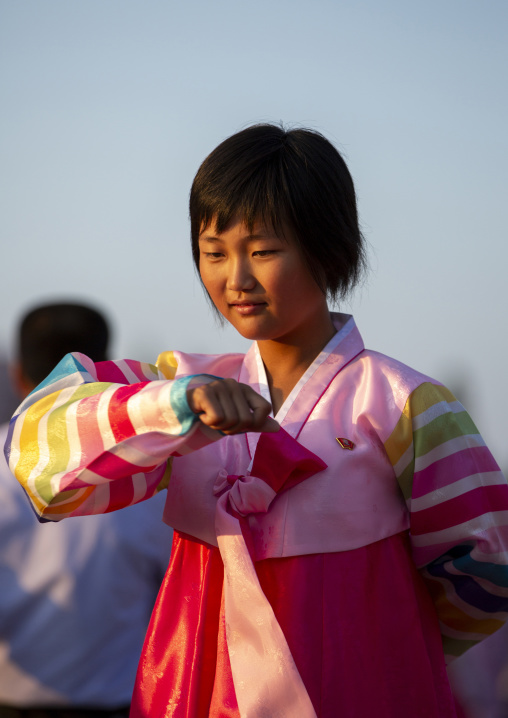 North Korean students during a mass dance performance, DGC, Pyongyang, North Korea