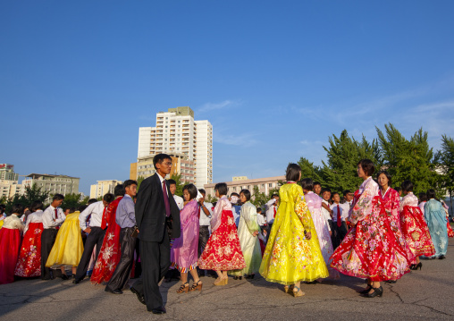 North Korean students during a mass dance performance, DGC, Pyongyang, North Korea