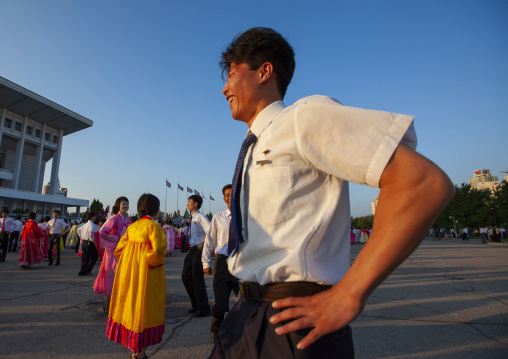 North Korean students during a mass dance performance, DGC, Pyongyang, North Korea